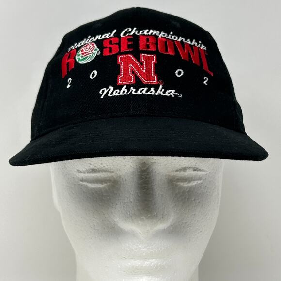 Vintage Y2Ks Nebraska Cornhuskers 2002 Rose Bowl Hat Cap Black Huskers Snapback - Picture 2 of 9
